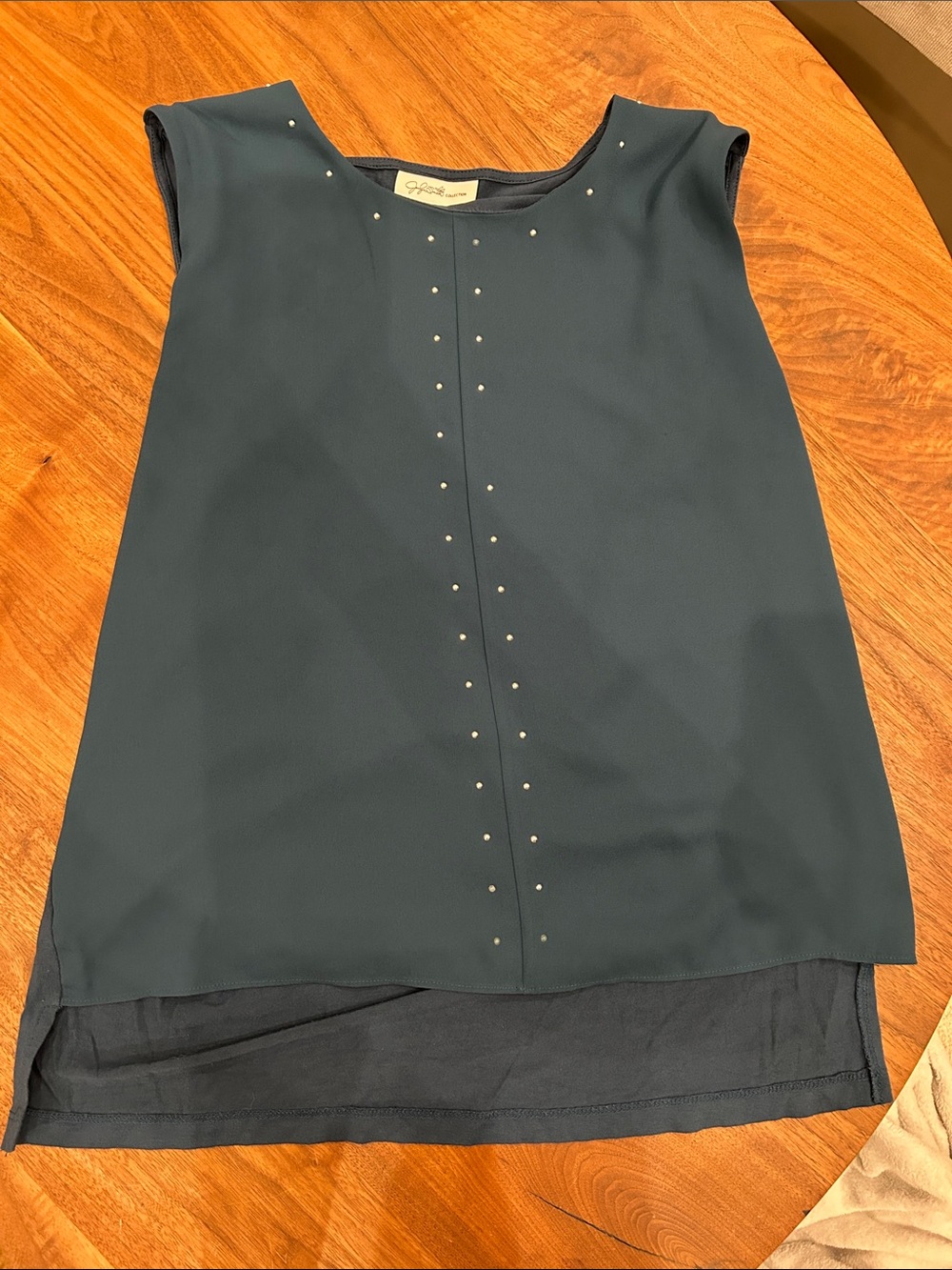 Jaclyn Smith Dark Teal Stud-Accent Sleeveless Tank